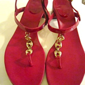 Gucci Cherry Patent Leather Horsebit Sandals