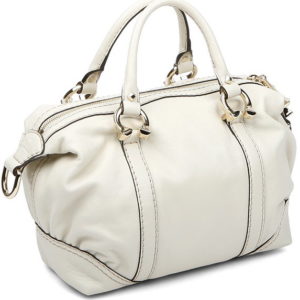 Gucci Ivory Leather Boston Handbag