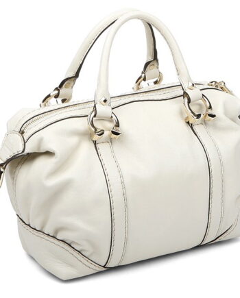 Gucci Ivory Leather Boston Handbag