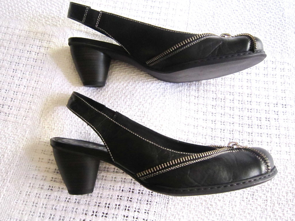 Hispanitas Black Leather Slingback Sandals / Size 8