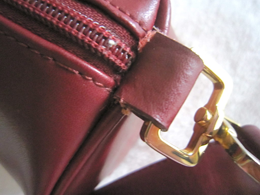 Holt Renfrew Burgundy Leather Shoulder Bag