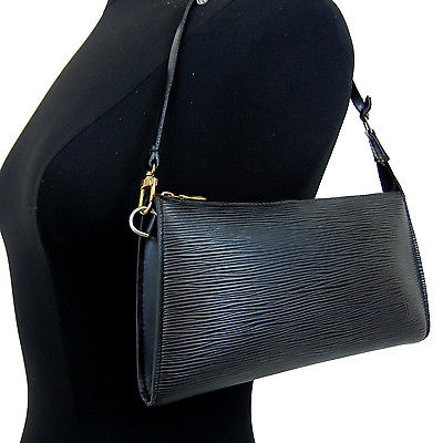 Louis Vuitton, Bags, Authentic Lv Black Epi Leather Pochette