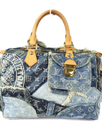 Louis Vuitton Blue Denim Patchwork Speedy 30 Handbag