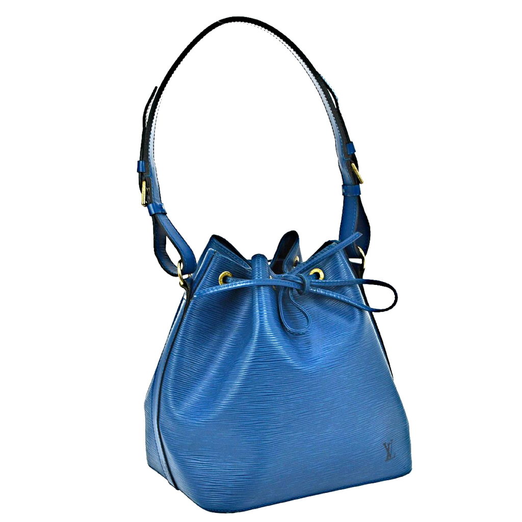 Blue Epi Petit Noe Shoulder Drawstring Bag