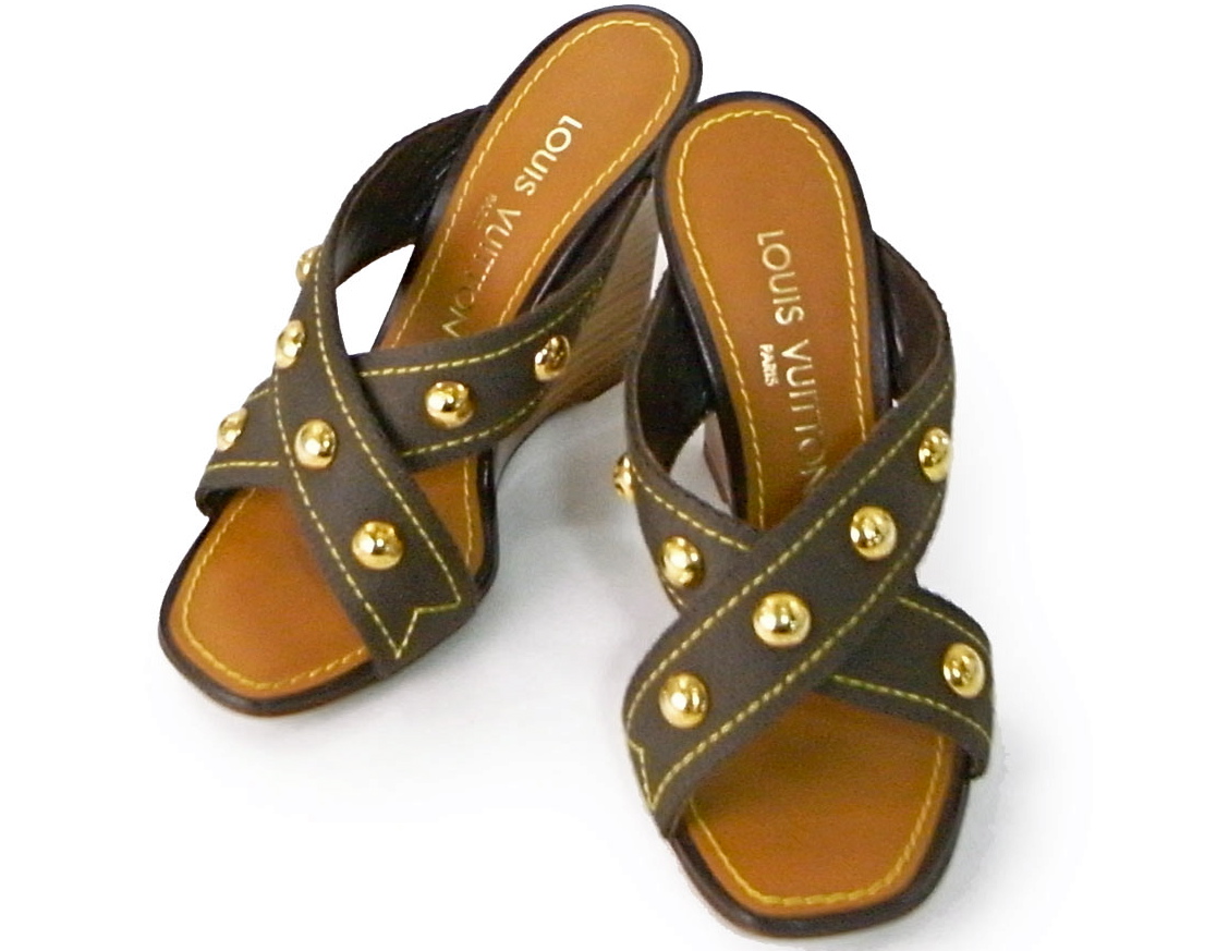 Louis Vuitton Brown Canvas Mule Sandals Size 8/39