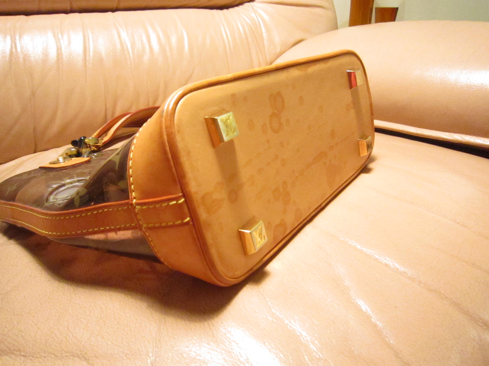 LOUIS VUITTON MONOGRAM Brown Clear Vinyl Cabas Ambre PM Handbag #34 Rise-on