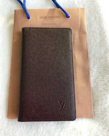 Louis Vuitton Dark Brown Taiga Checkbook Wallet