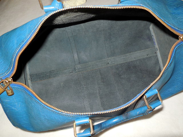 Keepall leather travel bag Louis Vuitton Blue in Leather - 35169908