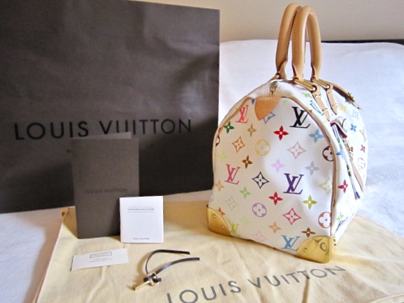 Louis Vuitton Takashi Murakami White Multicolor Speedy 30 Handbag
