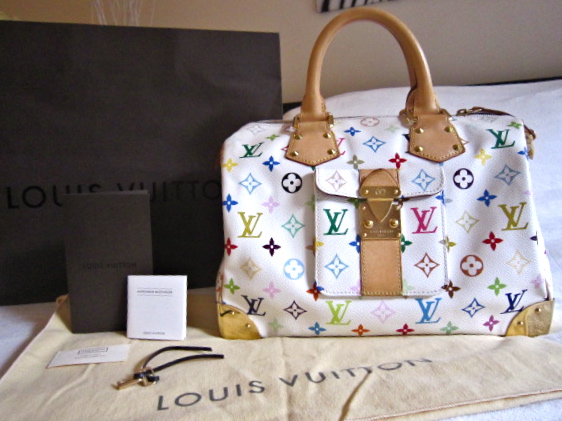 Louis Vuitton Takashi Murakami White Multicolor Speedy 30 Handbag