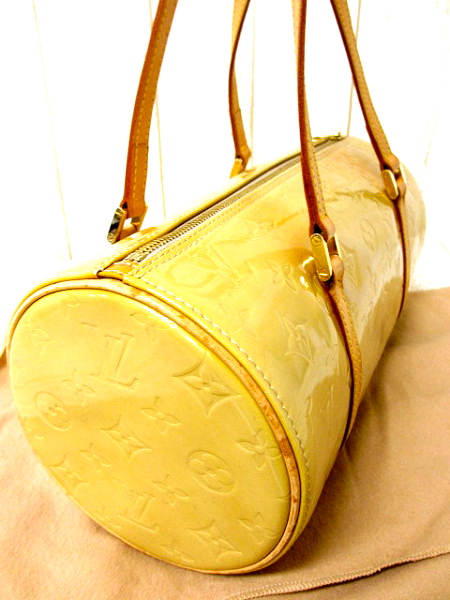 Auth Louis Vuitton Papillon Handbag Tote Bag Enamel yellow Color USED JUNK  sale
