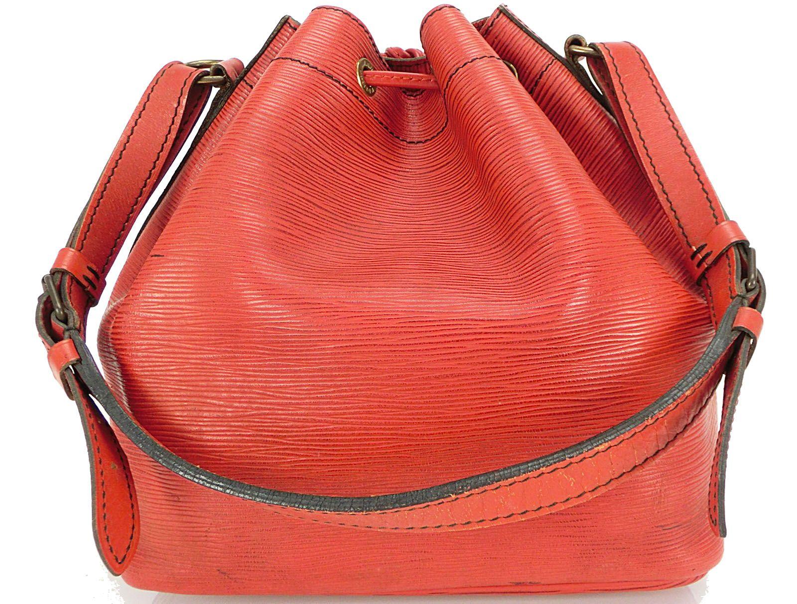 Vintage Louis Vuitton Petit Noé Bucket Bag Drawstring Epi Leather Red