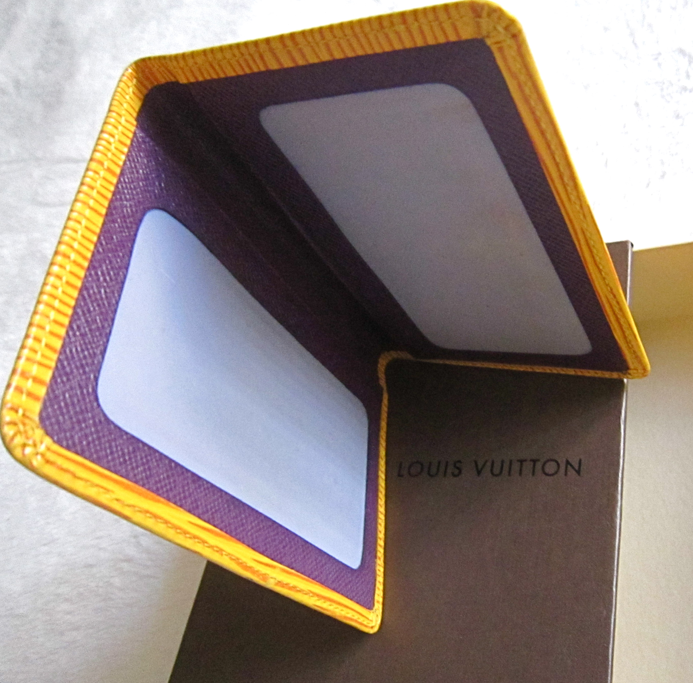 Authentic Louis Vuitton Yellow And Purple Card Holder Wallet for