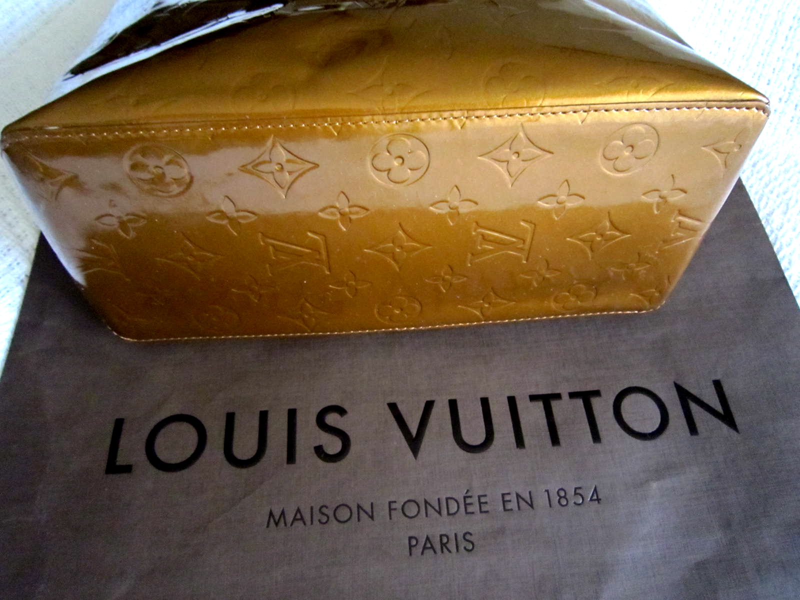 LOUIS VUITTON Monogram Vernis Reade MM Hand Bag Bronze M91143 LV Auth jk281