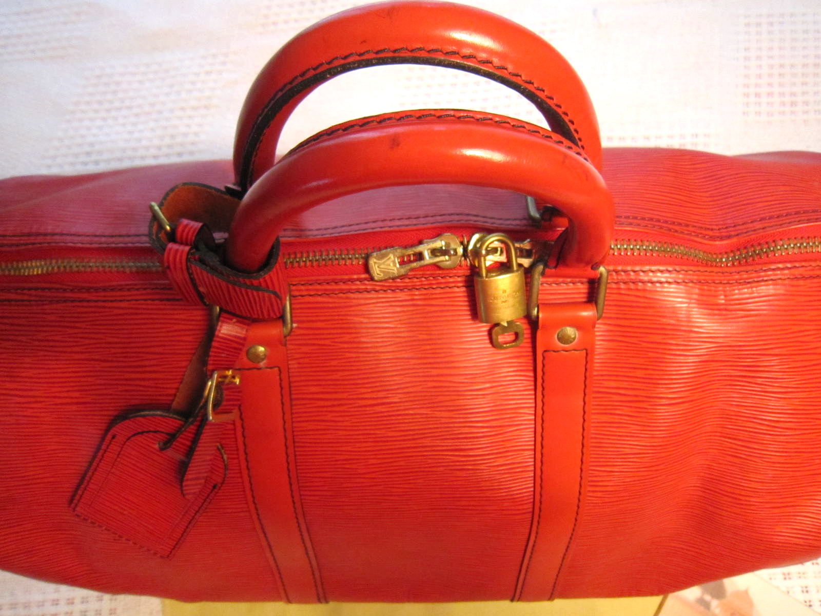 Louis Vuitton Red Epi Leather Keepall 50 Duffle Bag 89lk328s For