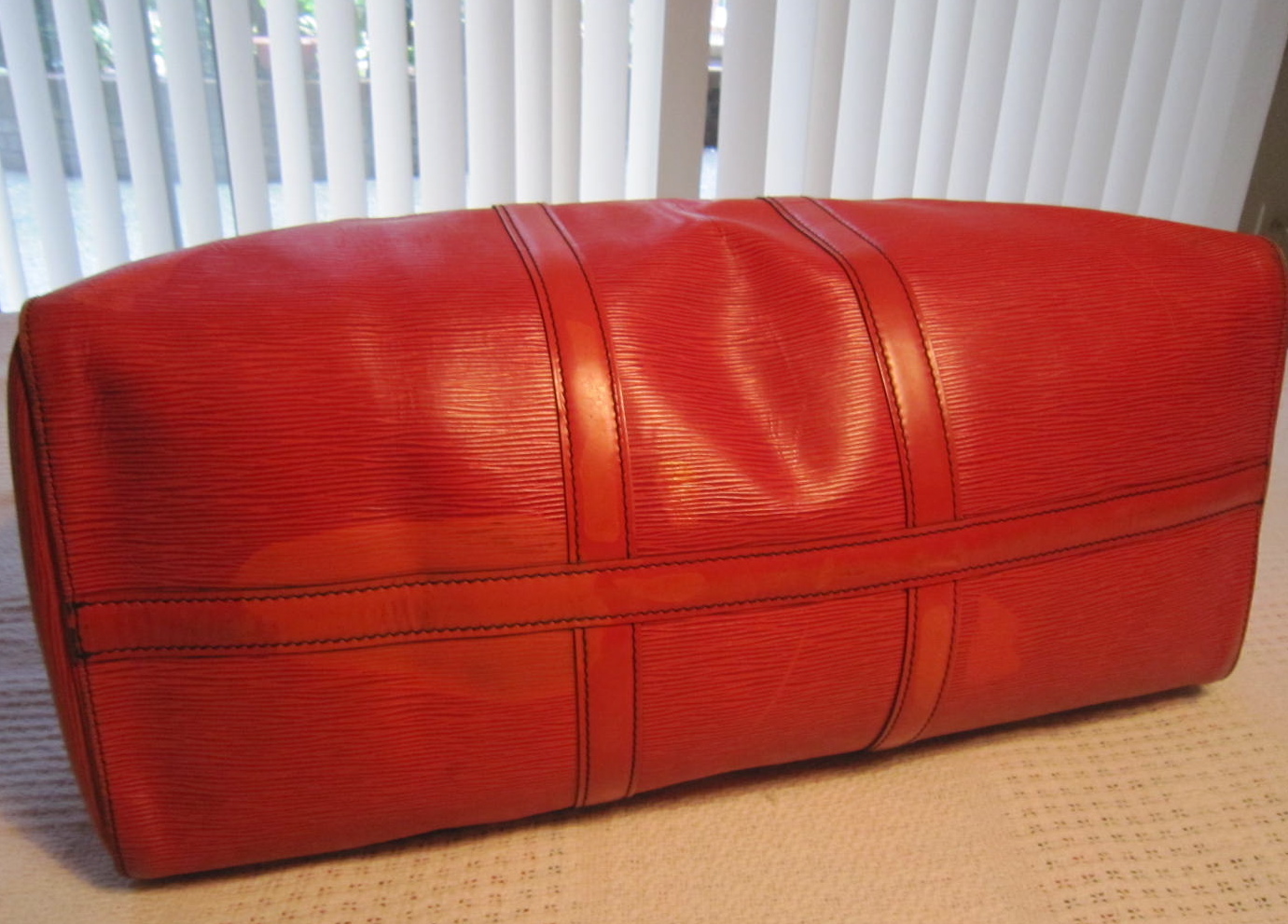 Louis Vuitton Red EPI Leather Keepall 50 Duffle Bag 89lk328s