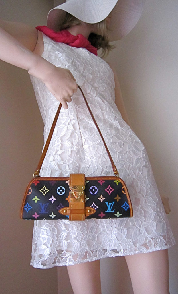 lv multicolor shirley clutch