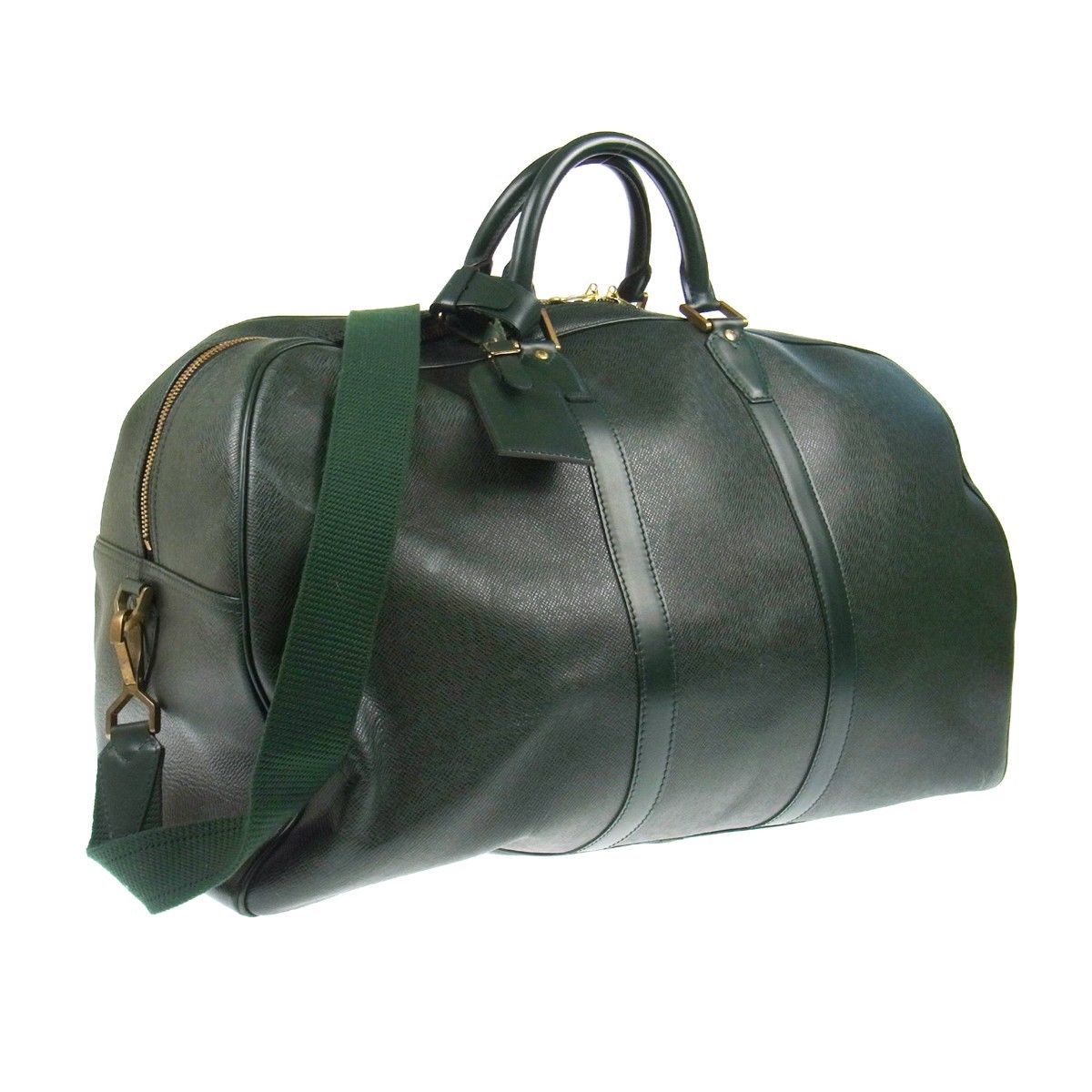 Keepall leather travel bag Louis Vuitton Green in Leather - 34797777
