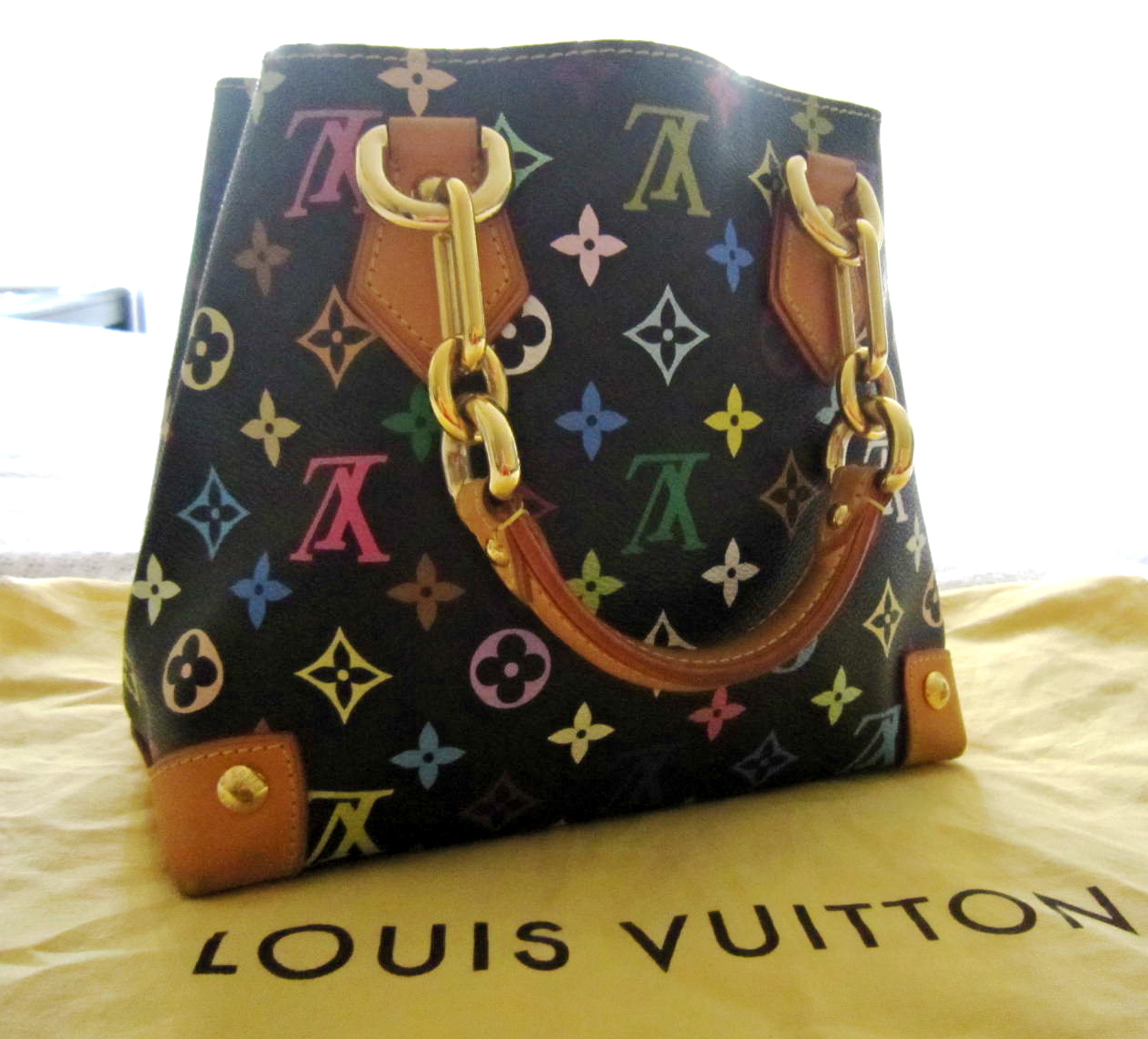 Louis Vuitton Takashi Murakami Black Multicolor Monogram Audra Handbag