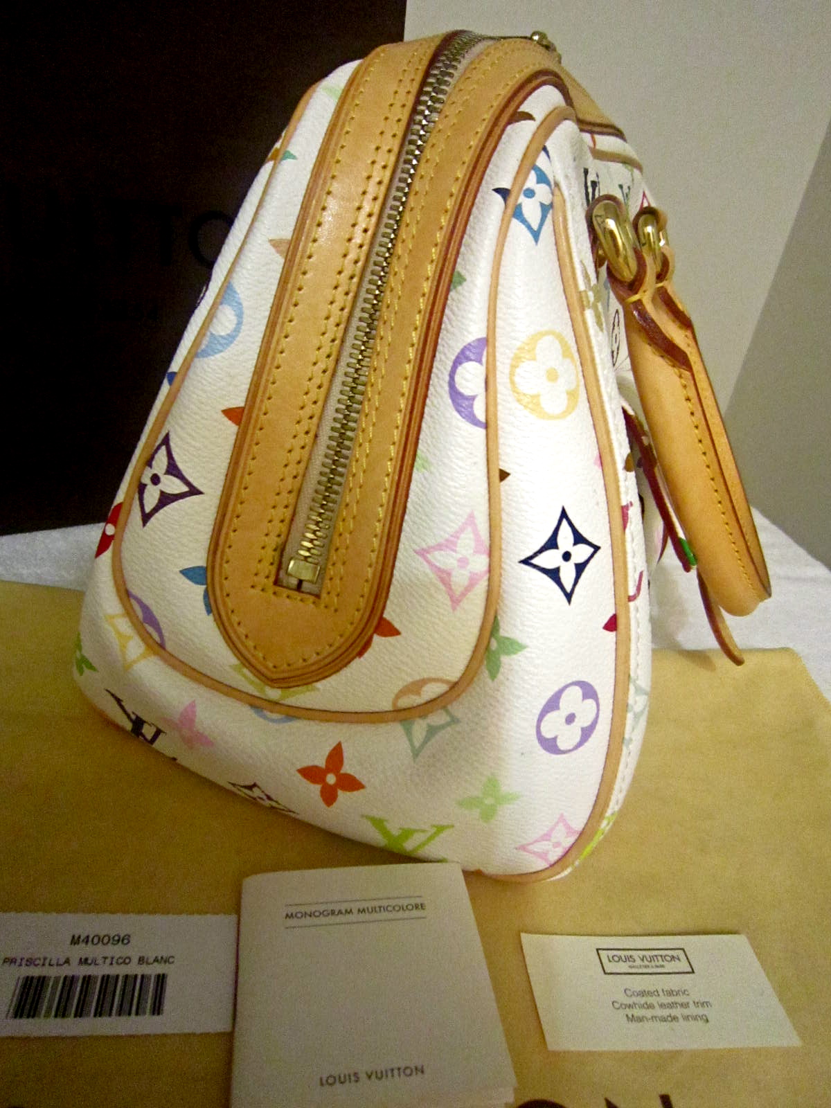 Louis Vuitton Takashi Murakami White Multicolor Monogram Priscilla Handbag