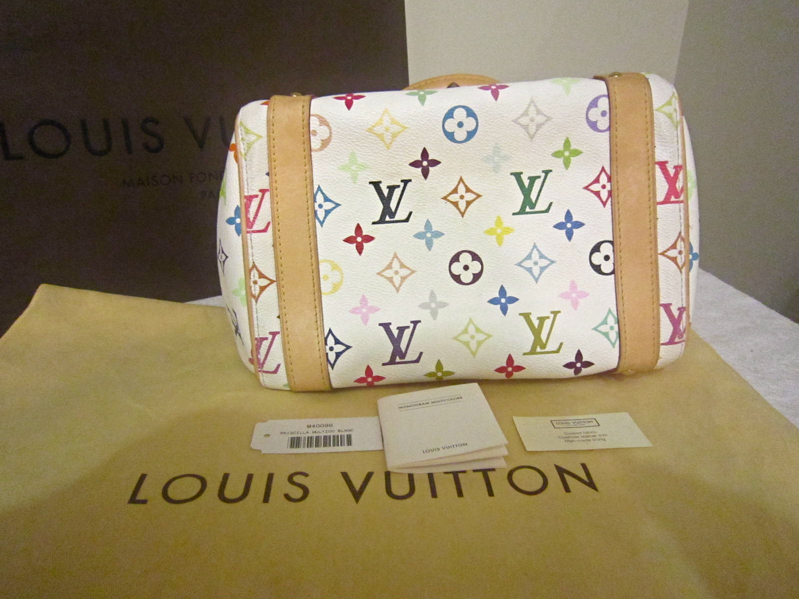 LOUIS VUITTON Priscilla Monogram Multicolore Blanc White Handbag M40096