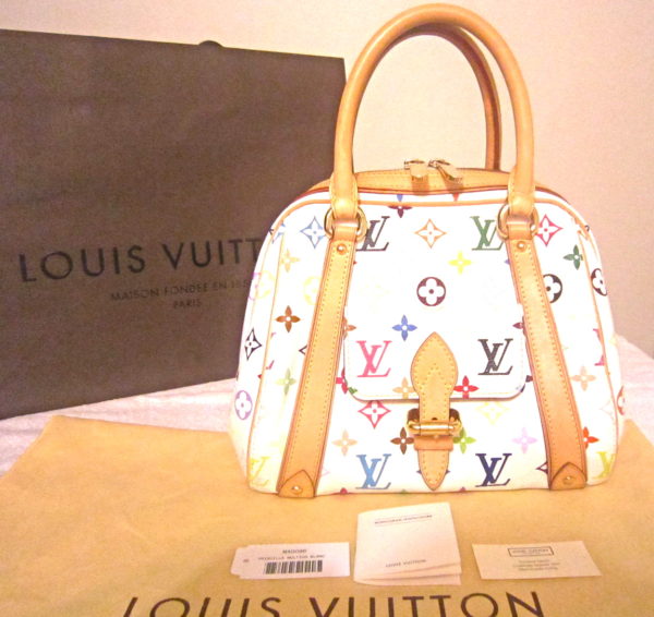 Louis Vuitton x Takashi Murakami White Multicolor Monogram Priscilla Handbag