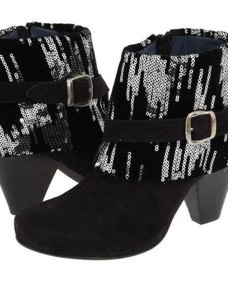 Martina Black Glitter Suede Ankle Boots