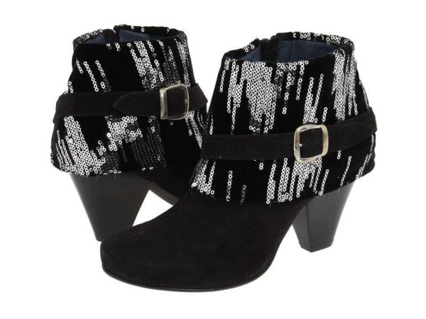 Martina Black Glitter Suede Ankle Boots