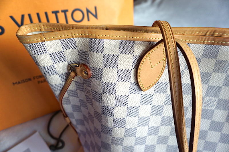 Auth LN15 Louis Vuitton Damier Azur Neverfull MM N51107 Tote Bag from Japan
