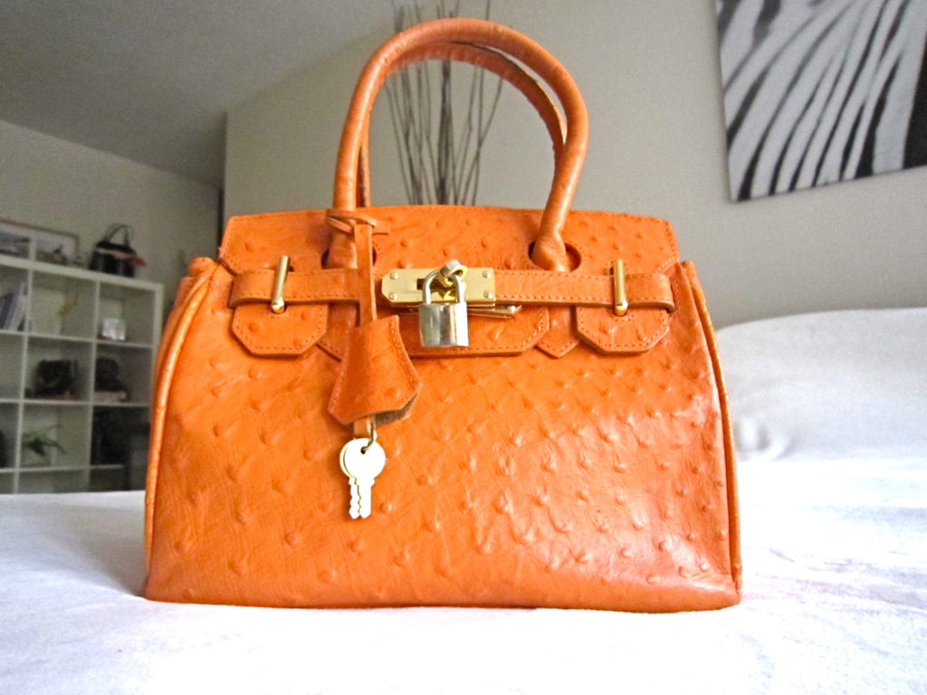 Orange Genuine Leather Satchel