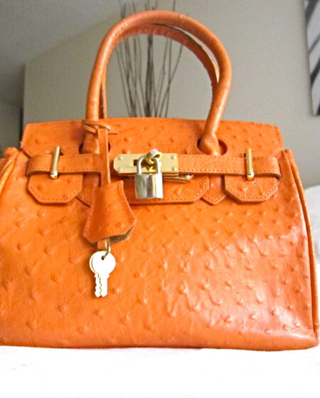 Orange Genuine Leather Satchel