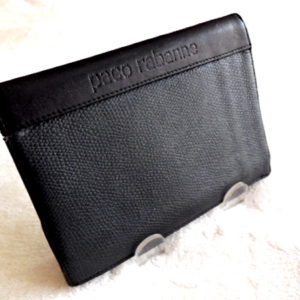 Paco Rabanne Black Leather Tri-Fold Wallet