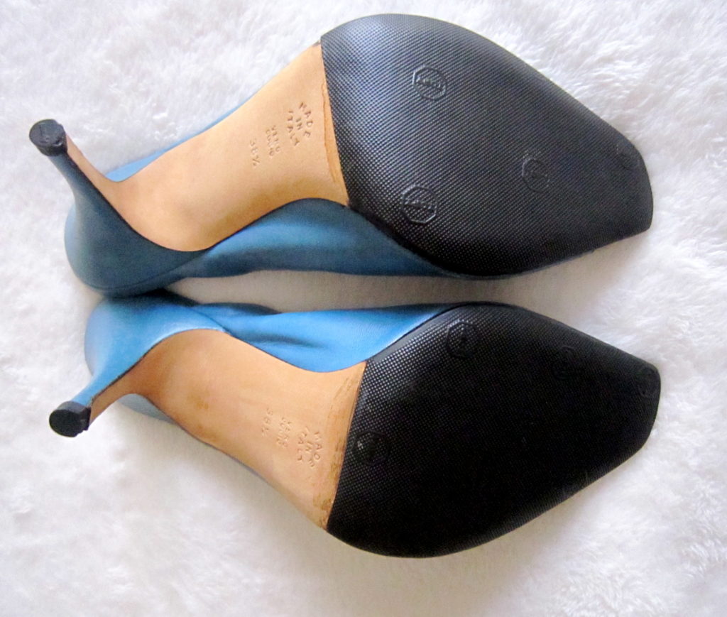 Pollini Blue Leather High Heel Mules / Size 38.5