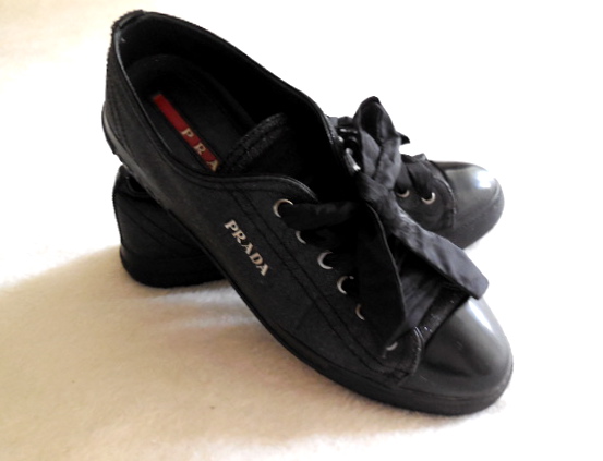 Prada Black Glitter Sneakers/
