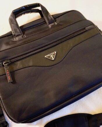 Prada Black Multifolder Business Briefcase