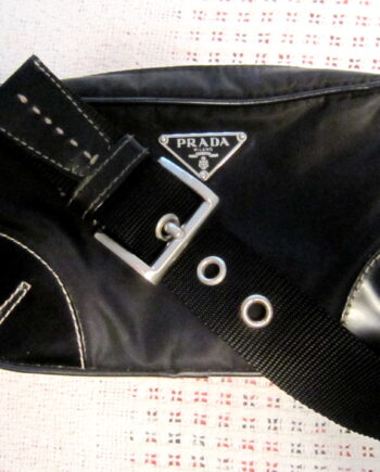 Prada Black Nylon & Leather Shoulder Bag