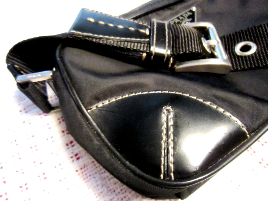 Prada Black Nylon & Leather Shoulder Bag