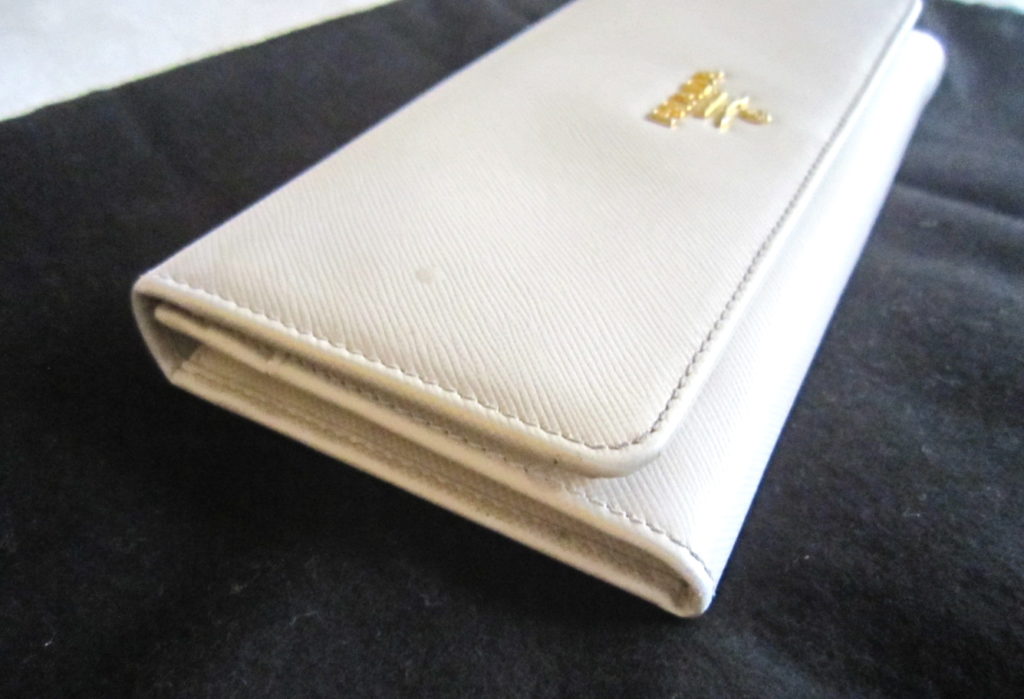 Prada Ivory Saffiano Leather Continental Long Wallet