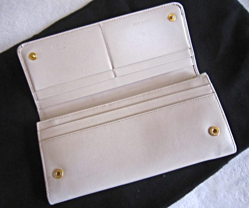 Prada Ivory Saffiano Leather Continental Long Wallet