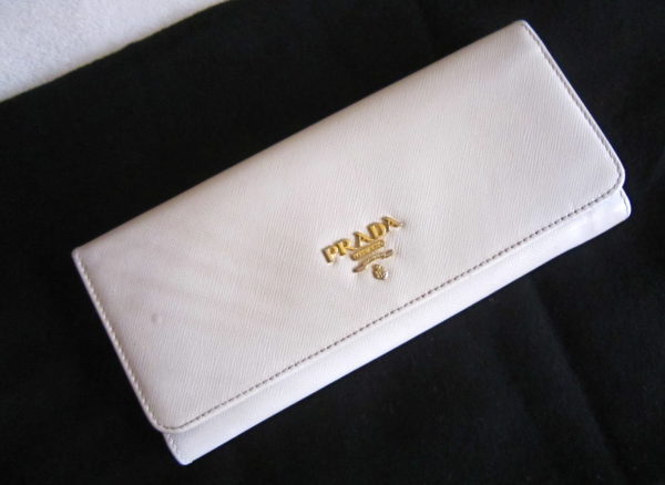 Prada Ivory Saffiano Leather Continental Long Wallet