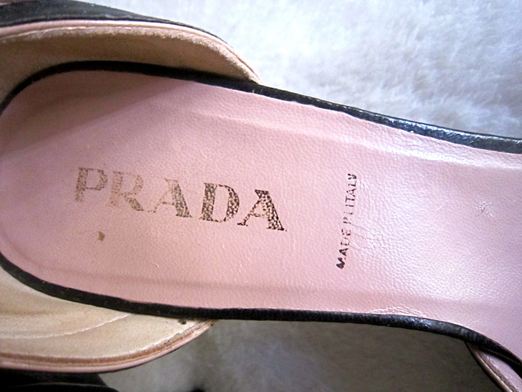 Prada Pink & Navy Mini Buckle Leather Heels / Size 36