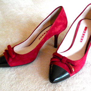 Prada Red Suede Ballerina Heels