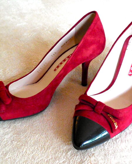 Prada Red Suede Ballerina Heels