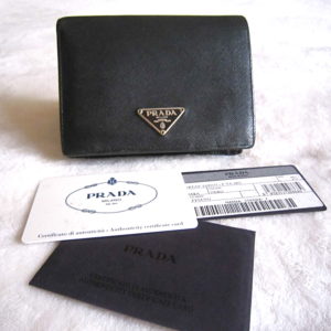 Prada Saffiano Black Leather Bi-Fold Wallet