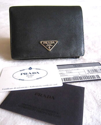 Prada Saffiano Black Leather Bi-Fold Wallet