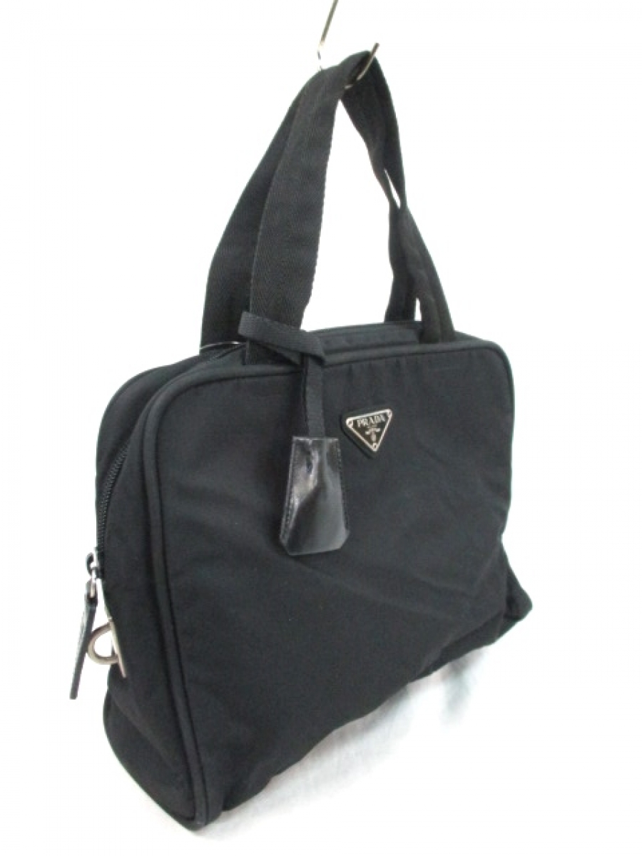 Black nylon shopper bag