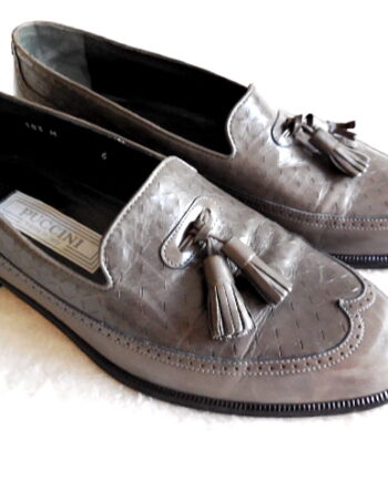 Puccini Grey Leather Oxfords