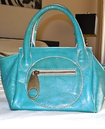 Regina Turquoise Patent Leather Handbag