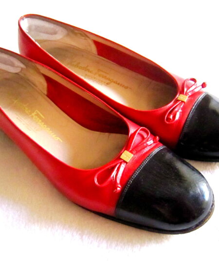 Salvatore Ferragamo Black & Red Ballet Flats