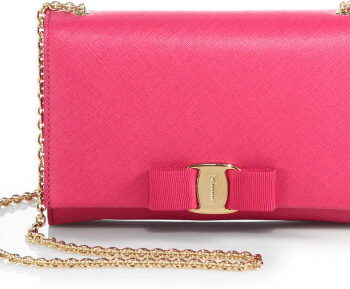 Salvatore Ferragamo Pink Miss Vara Bow Wallet on Chain